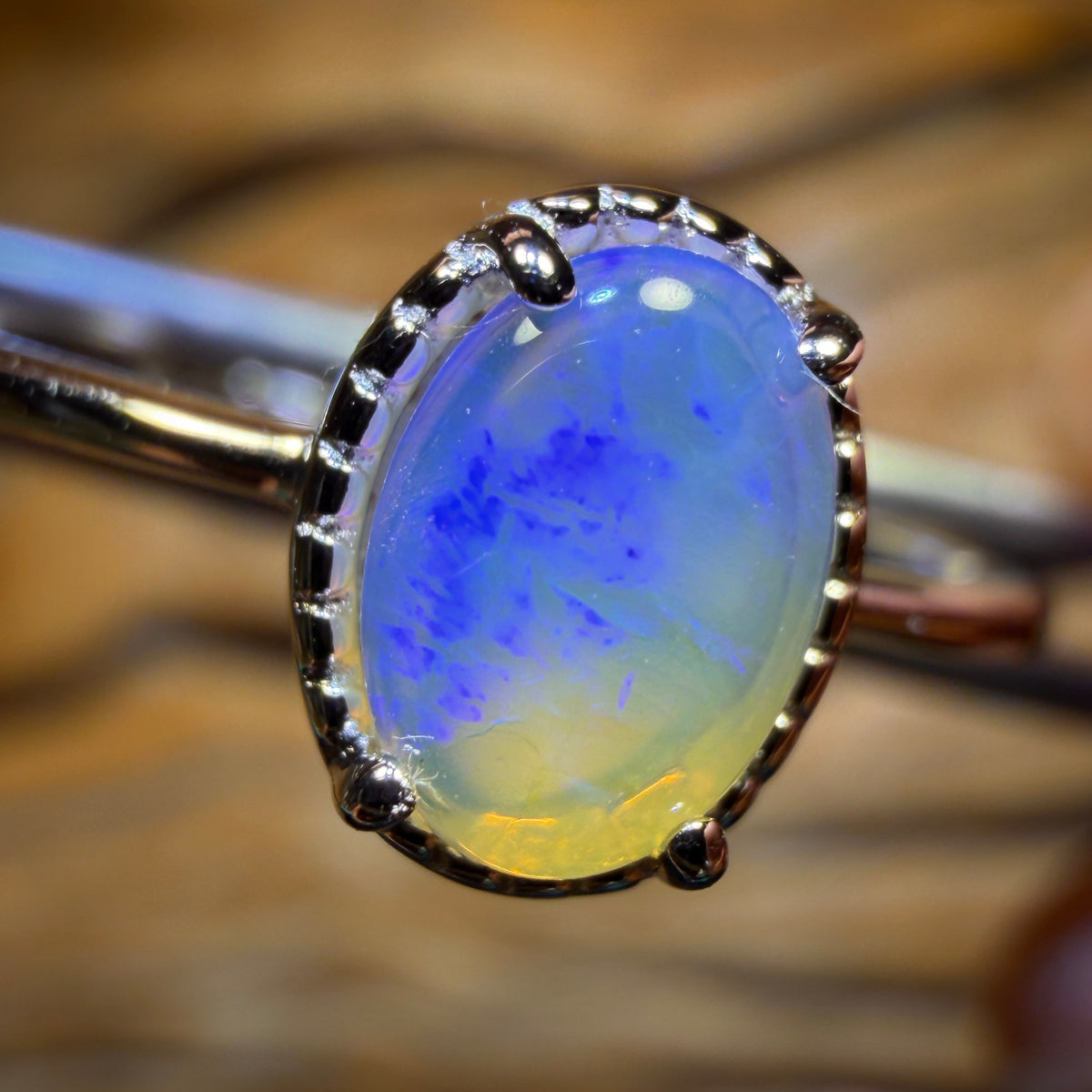 Wild Card! Sterling Silver - Solid South Australian Crystal Opal Ring