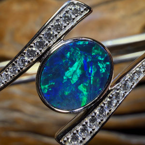 Sterling Silver - Australian Boulder Doublet Opal Bracelet