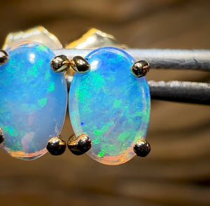 9k Gold - Claw Set Solid South Australian Opal Earrings - Opal Whisperers