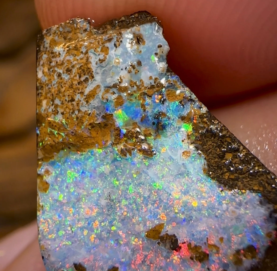 9.6cts - Australian Boulder Opal Quality Rough Preform. Natural Split - Opal Whisperers