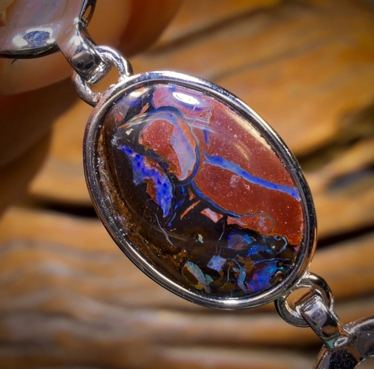 Best Design Sterling Silver - Solid Top Tribal Australian Boulder Opal Bracelet