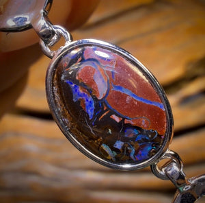 Best Design Sterling Silver - Solid Top Tribal Australian Boulder Opal Bracelet