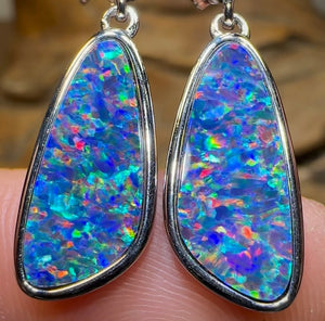 Sterling Silver - Classic Australian Boulder Opal Doublet Earrings - Opal Whisperers