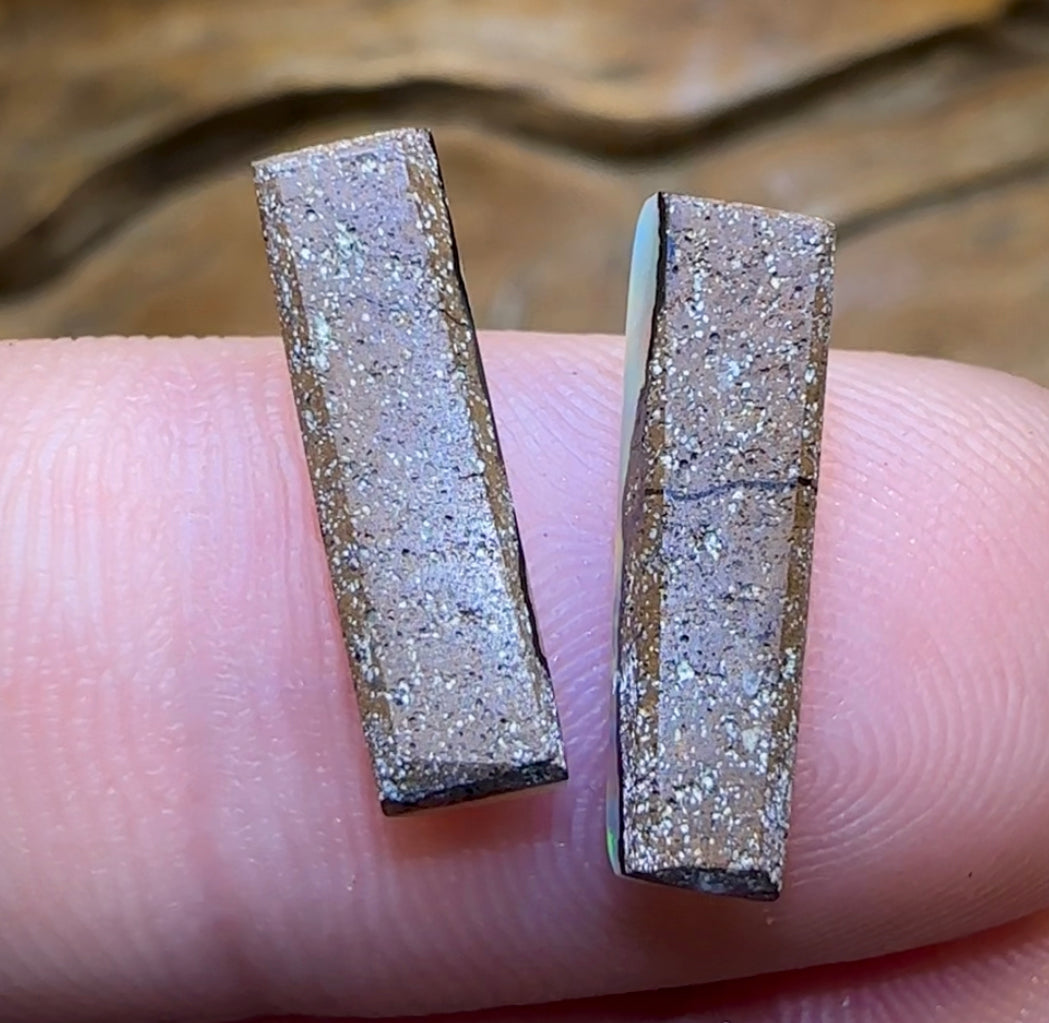 4.6cts - GEM Queensland Boulder SOLID Seam Opal Pair - Opal Whisperers