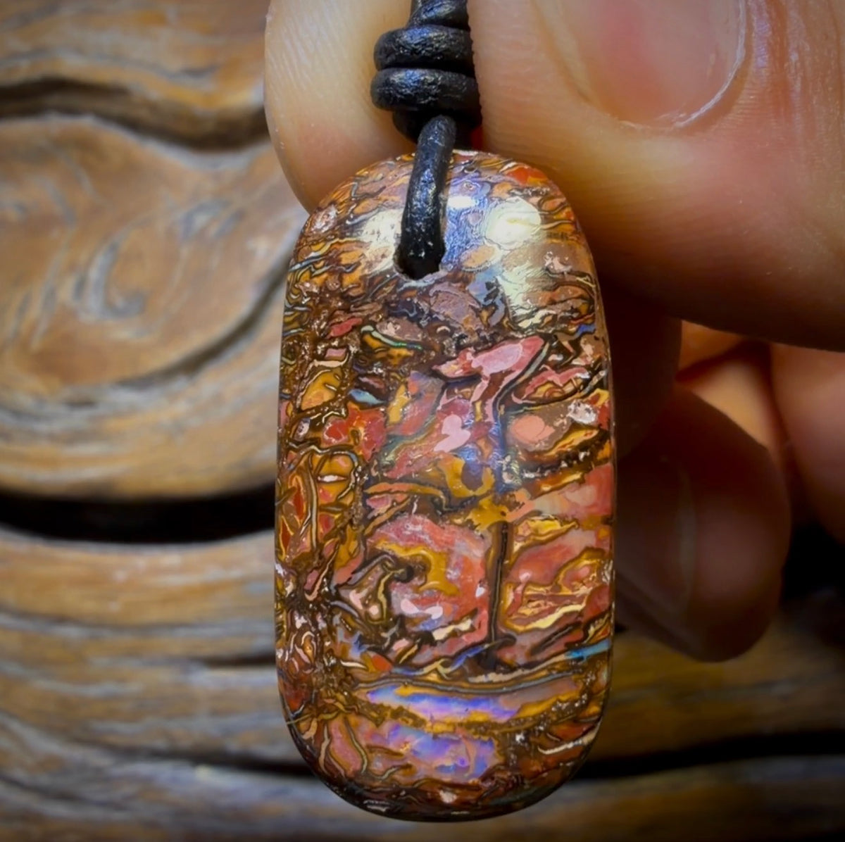 32 x 16mm - Drilled Tribal Boulder Opal Necklace