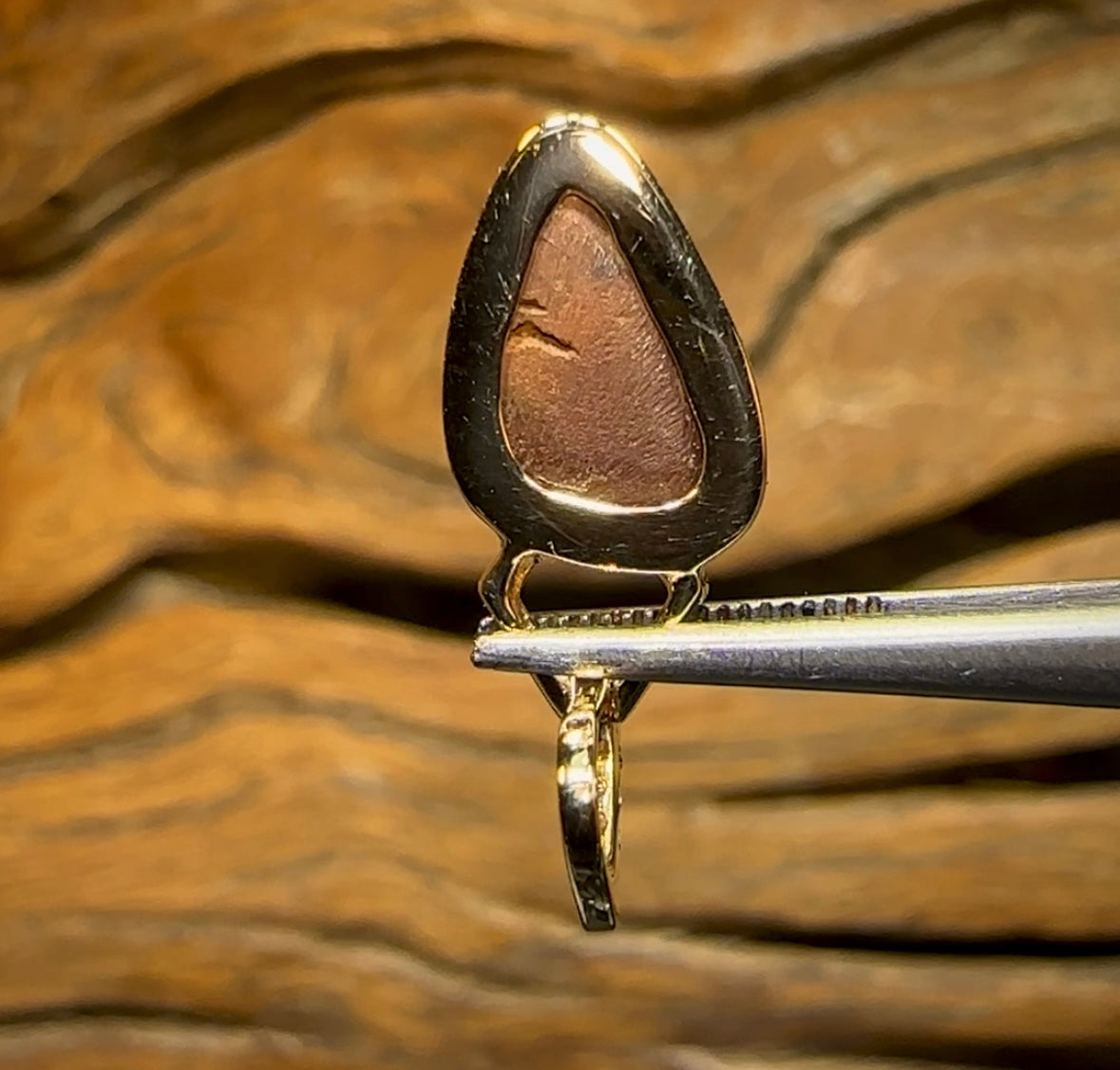 14k Yellow Gold and Diamond - Top Quality Boulder Doublet Opal Pendant - Opal Whisperers