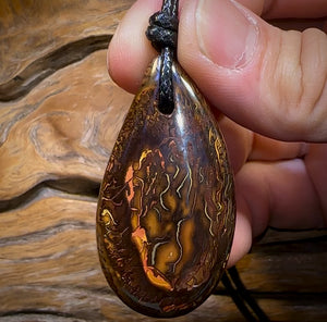 53 x 28mm - Large Drilled Boulder Opal Pendant w/ Eco Friendly Vegan Cord