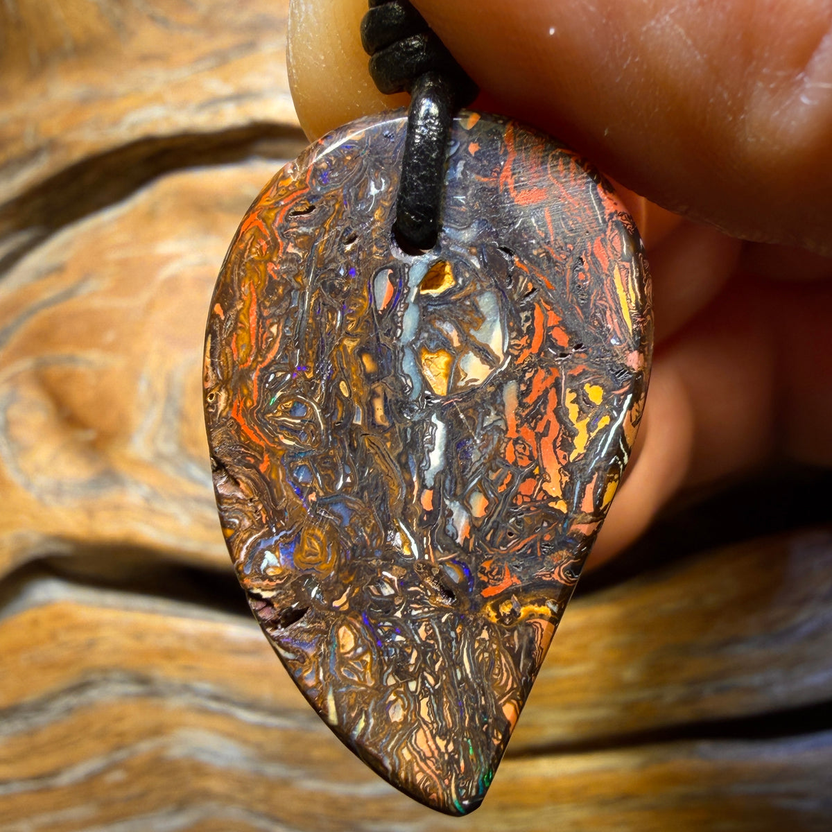 33 x 21mm - Drilled Tribal Queensland Boulder Opal Necklace