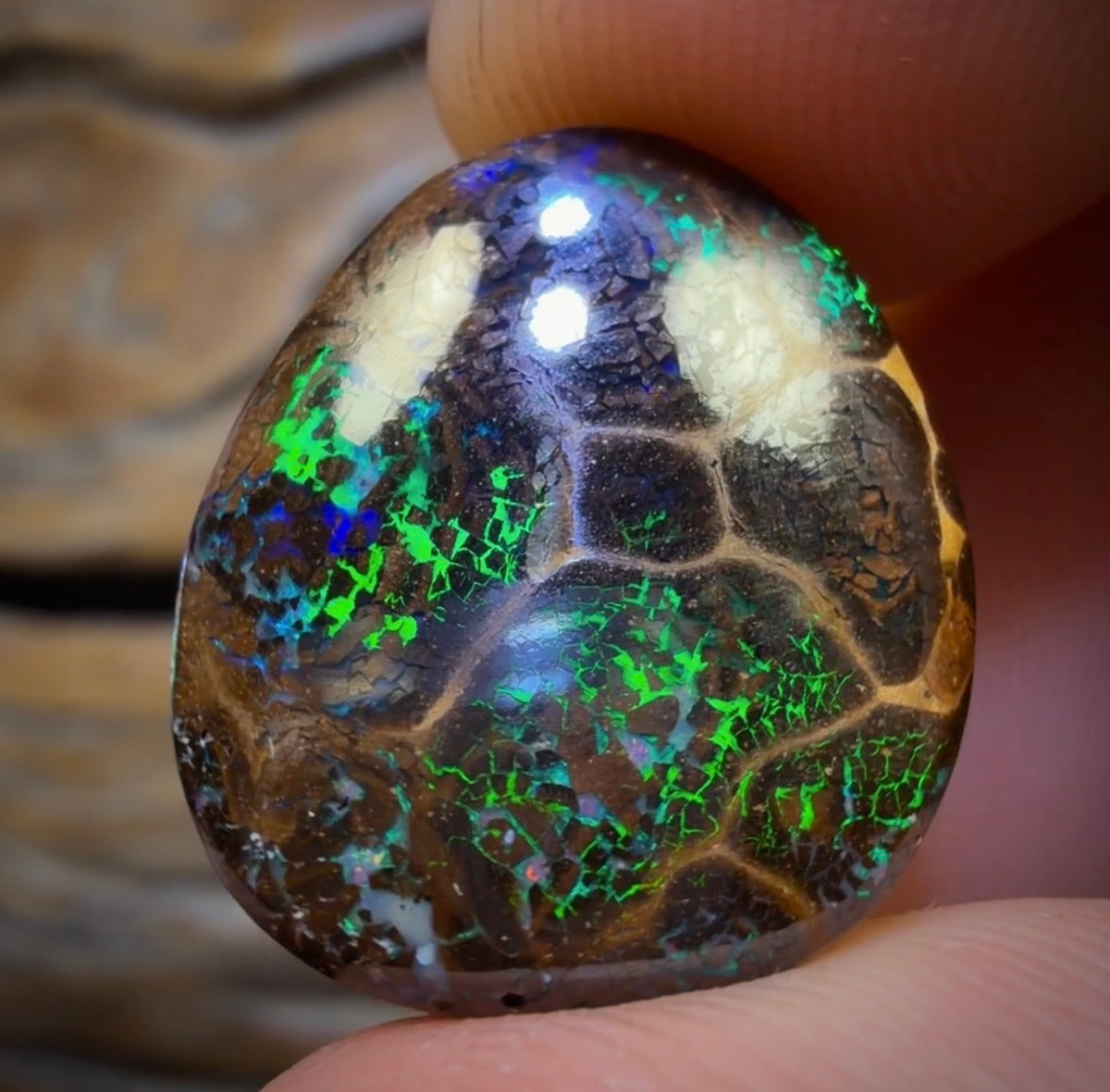 36.9cts - Top Electric Bubbleband Opal Pair. Australian Opal