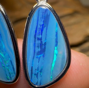 Sterling Silver - Classic Australian Boulder Opal Doublet Earrings - Opal Whisperers