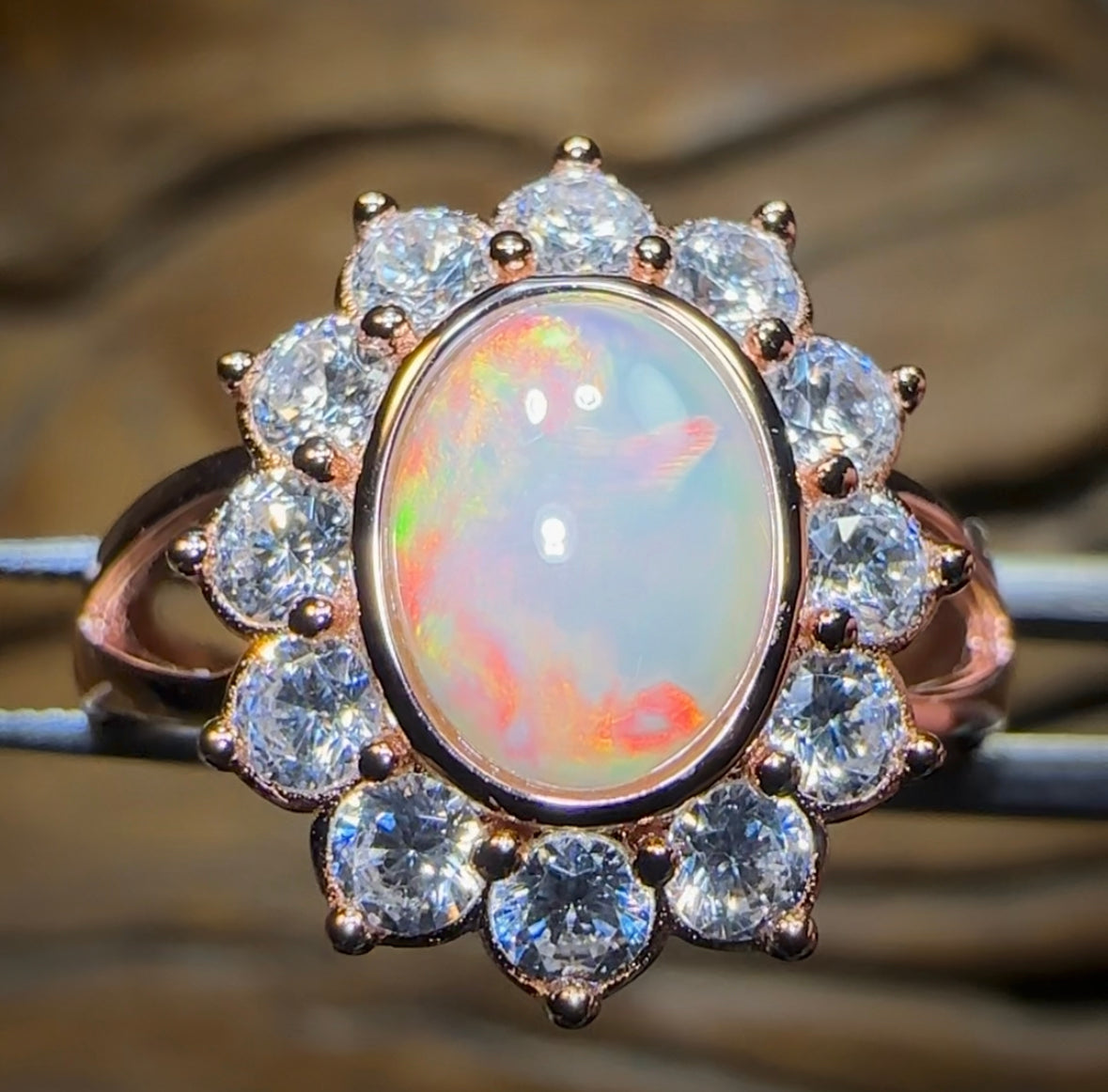 Princess Design Sterling Silver Plated - Solid South Australian Crystal Opal Ring - Opal Whisperers