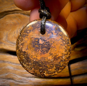 33 x 31mm - Drilled Boulder Opal Pendant w/ Eco Friendly Vegan Cord