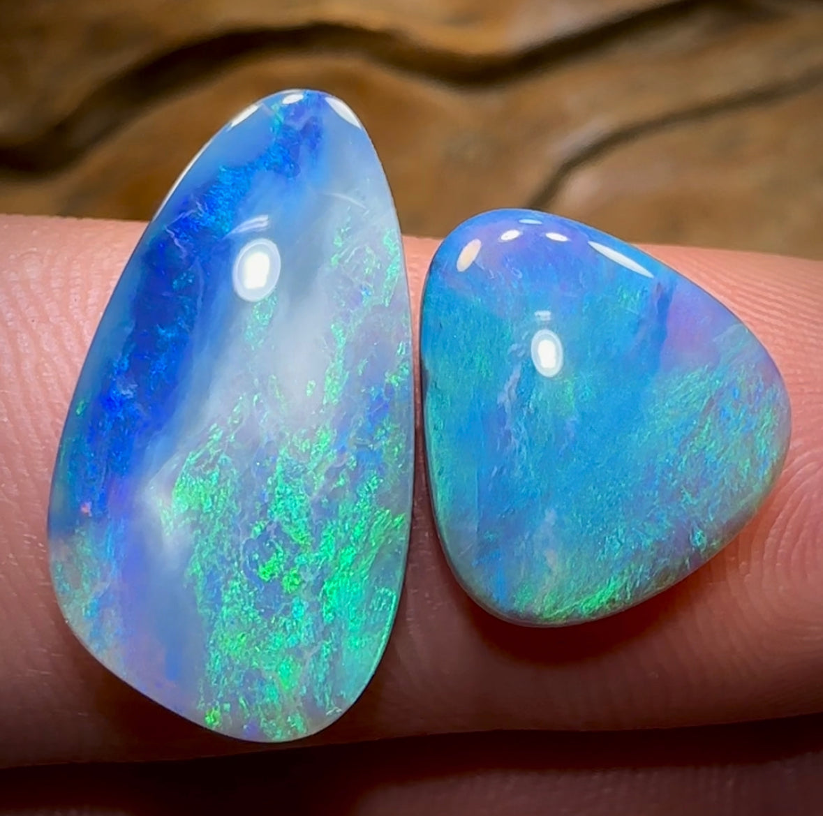 (Template) 8.3cts - Lightning Ridge Semi Black Opal Set - Opal Whisperers