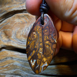 42 x 21mm - Drilled Tribal Queensland Boulder Opal Necklace