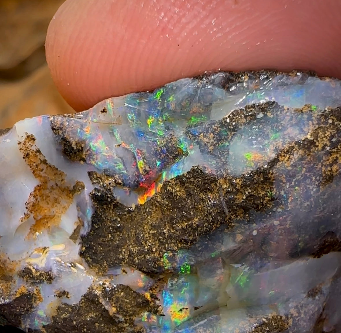 104.1cts - “Carvers Delight”Australian Boulder Opal Rough Preform. Natural Split - Opal Whisperers