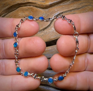Sterling Silver - Australian Boulder Doublet Opal Bracelet