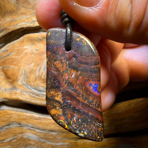 Wildcard! 42 x 19mm - Drilled Tribal Queensland Boulder Opal Necklace