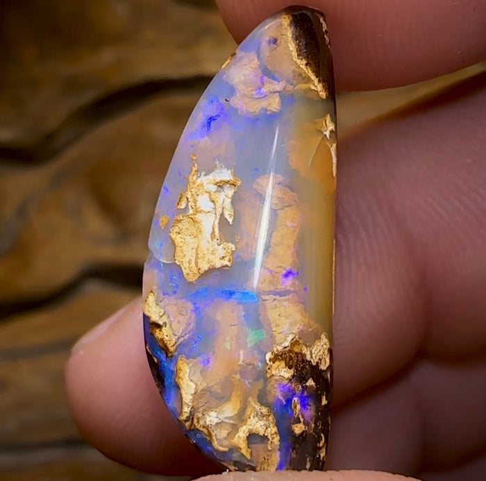 16.3cts - “Dive In” Yowah Nut Transparent Crystal Centre Opal. Polished Specimen - Opal Whisperers