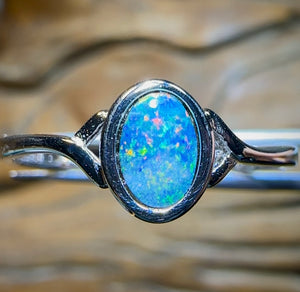 Sterling Silver - Queensland Boulder Opal Doublet Ring. Bargain Line