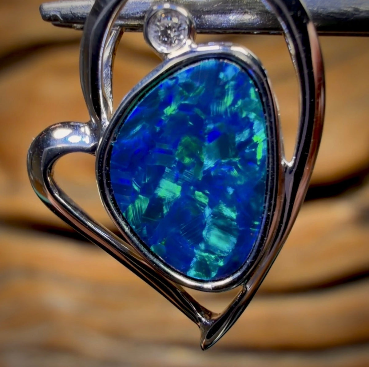 14k White Gold - Queensland Boulder Opal Doublet Pendant