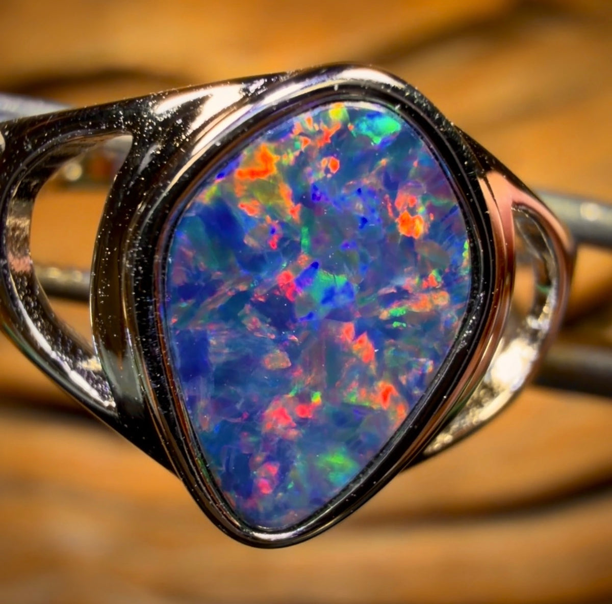 Sterling Silver - Queensland Boulder Opal Doublet Ring UNISEX