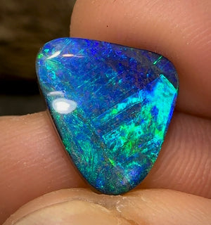 6.4cts - Solid Boulder Black Opal electric green blue - Opalwhisperers