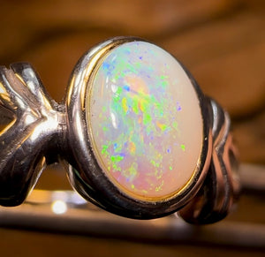 Sterling Silver - South Australian Crystal Opal Ring - Opal Whisperers