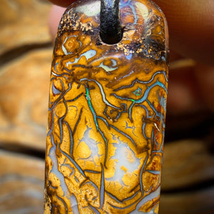 30 x 13mm - Drilled Tribal Queensland Boulder Opal Necklace