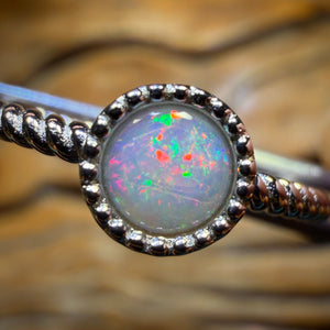 Wild Card! Sterling Silver - Solid South Australian Crystal Opal Ring Adjustable