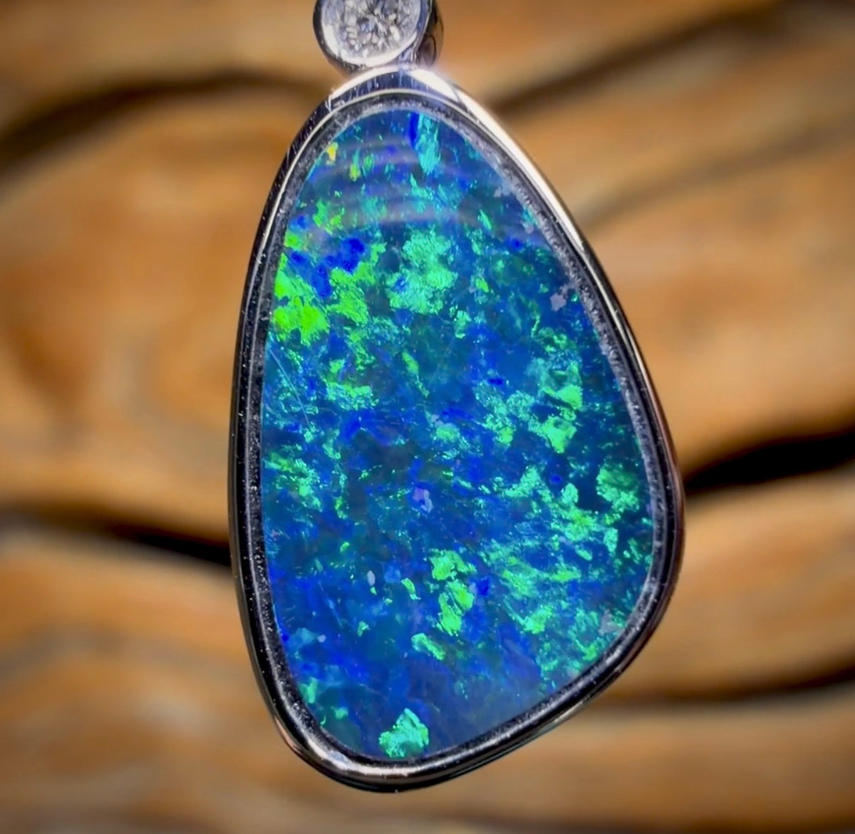 14k White Gold - Queensland Boulder Opal Doublet Pendant Bargain Classic