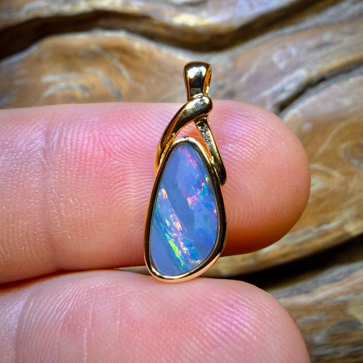 TGIF Sterling Silver G.P. - Australian Boulder Opal Doublet Pendants Red / Multi. BULK LISTING