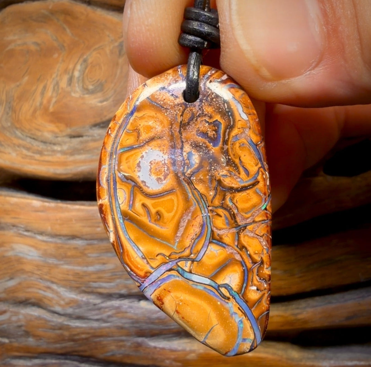 42 x 24mm - Drilled Tribal Queensland Boulder Opal Necklace