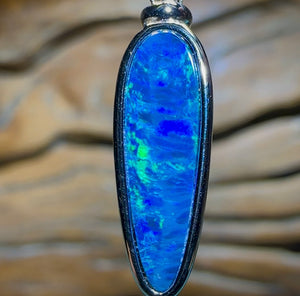 Sterling Silver - Australian Boulder Opal Doublet Pendant - Opal Whisperers