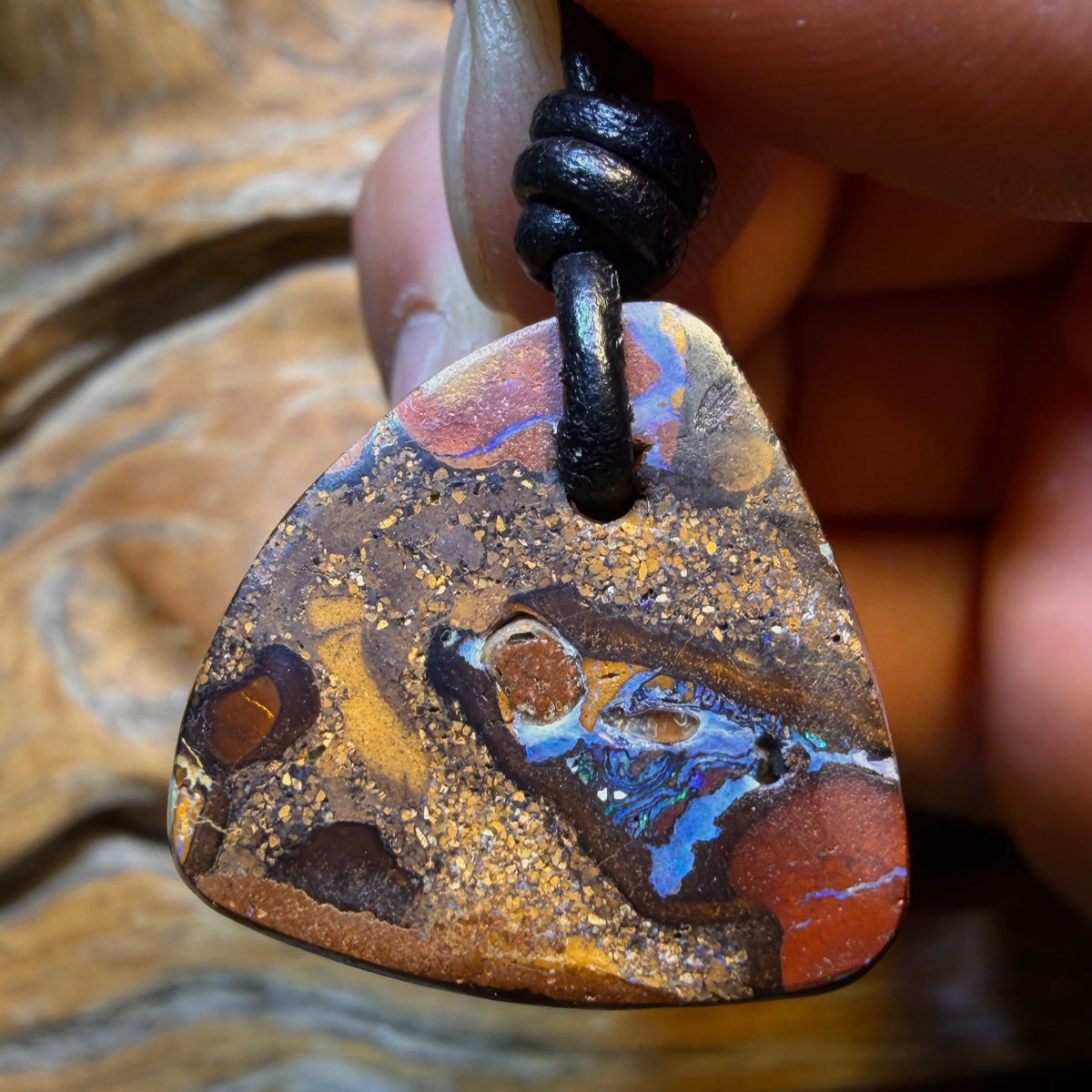 Wild Card! 22 x 21mm - Drilled Queensland Boulder Opal Necklace
