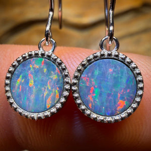 Sterling Silver - Australian Boulder Opal Doublet Hook Earrings