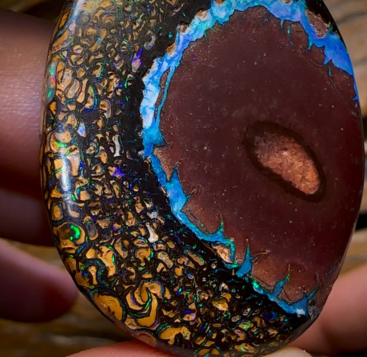 258.1cts - “Crazy Eyes” Top Tribal Yowah Nut Opal Pair. Double Sided