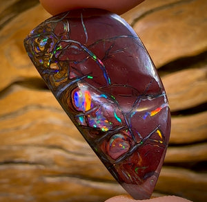 29.4cts - Top Tribal Australian Boulder Opal from Yowah. Red Multicolours!