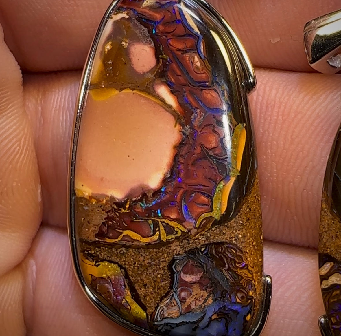 “Partners” Sterling Silver - Boulder Opal Splits UNISEX Pendant PAIR!