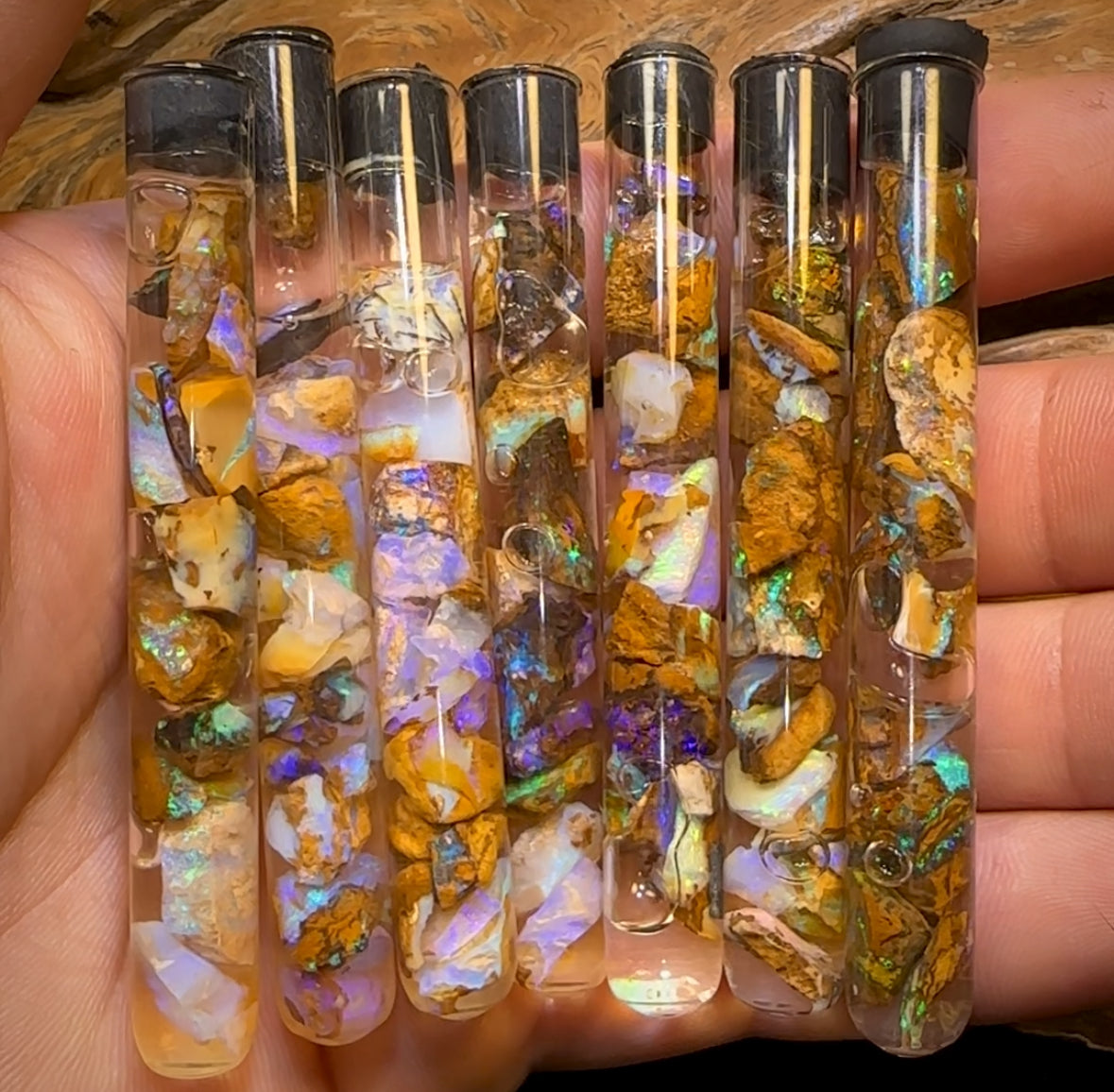 25cts Vials of Queensland Boulder Opal Rough. BULK LISTING