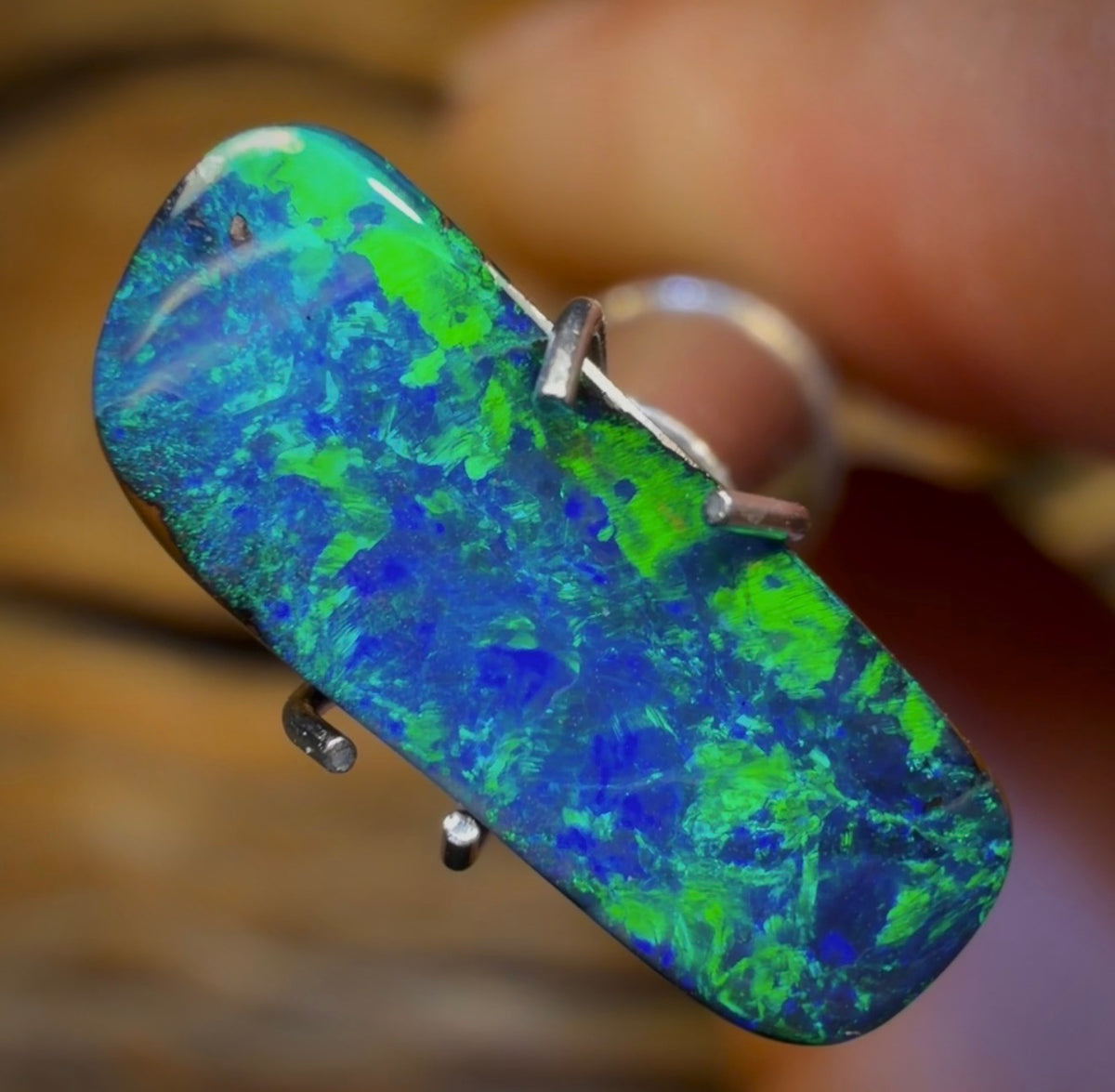 2.25cts - Great Blue Green Gem Queensland Boulder Seam Opal