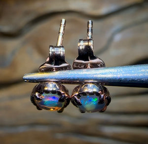 Sterling Silver Plated - South Australian Crystal Opal Stud Earrings