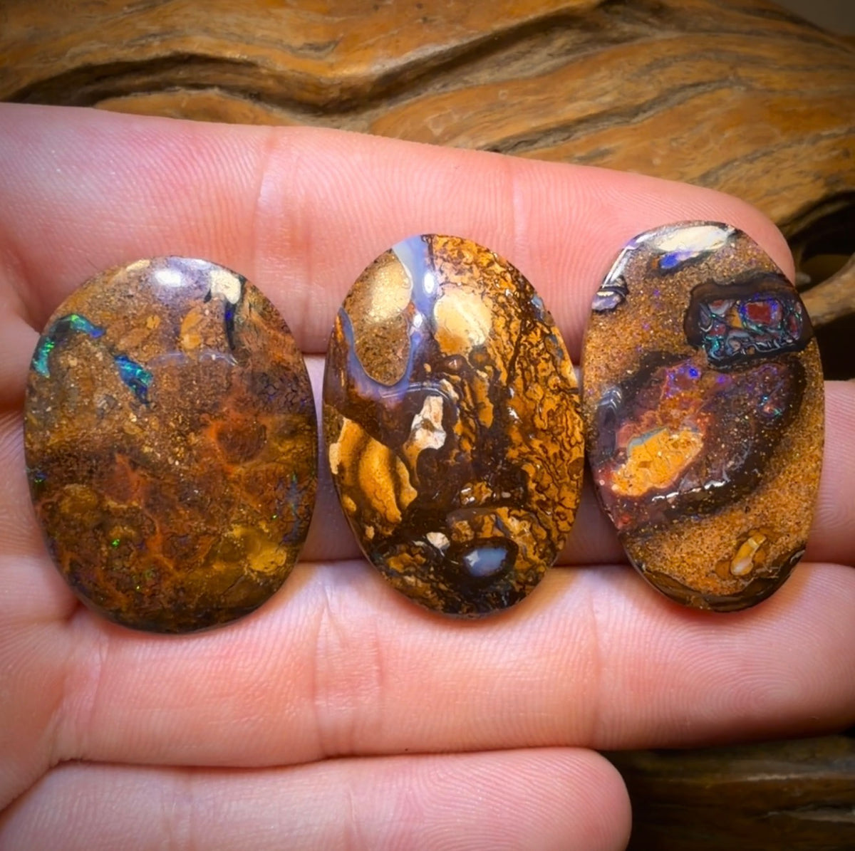 88.9cts - 3x Australian Boulder Opal’s. Wholesale Dealers Parcel