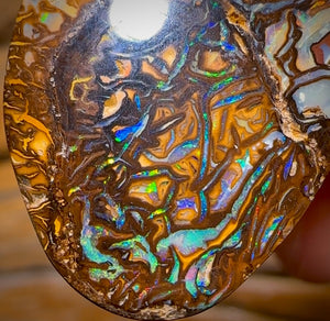 26 x 19mm - Wow Crazy Pattern Drilled Australian Tribal Boulder Opal Necklace