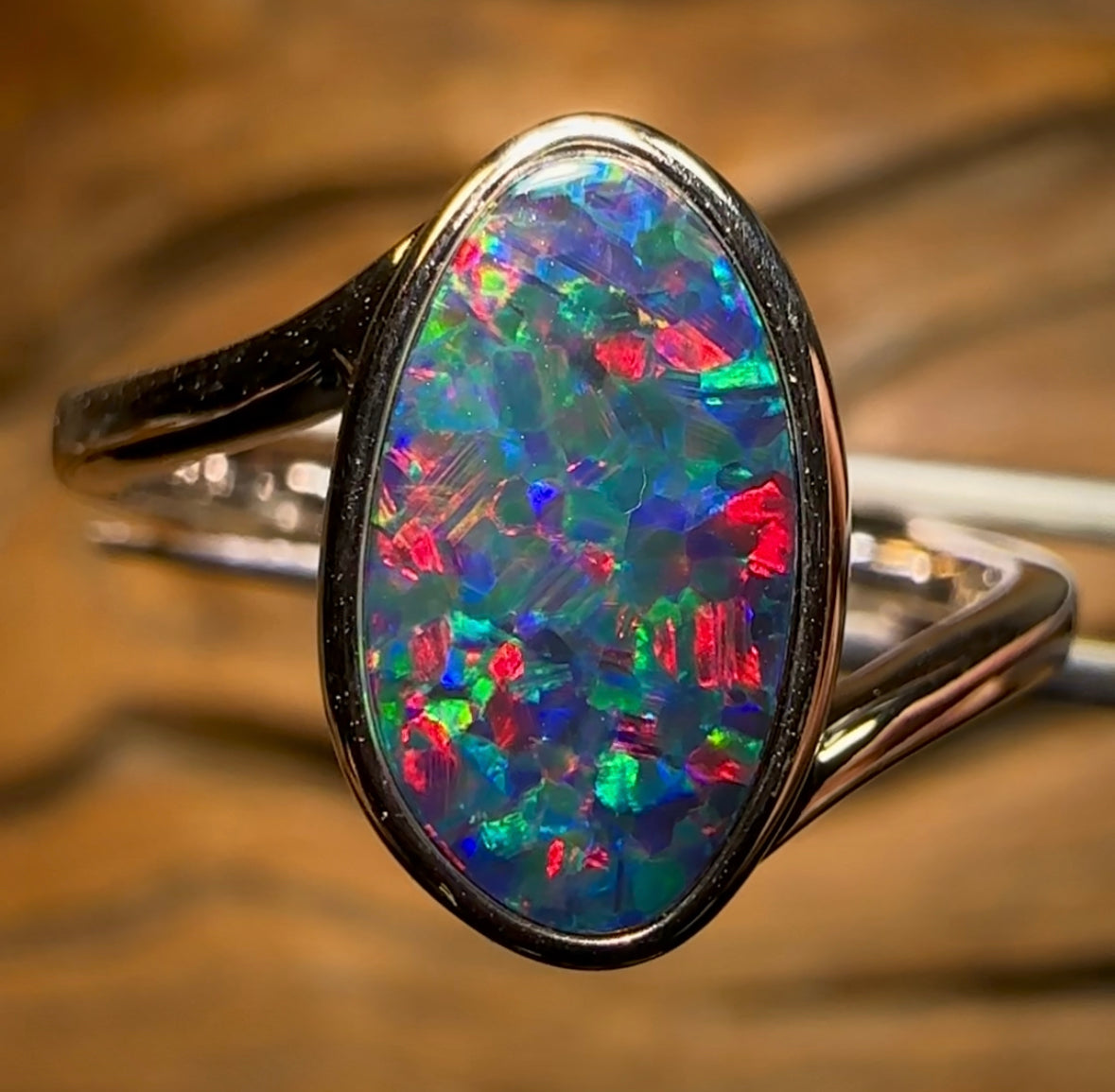 Australian St. Silver - Beautiful Queensland Boulder Opal Doublet Ring ...