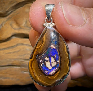 925 -Silver Eye Kernel Boulder Opal Pendant - Opal Whisperers