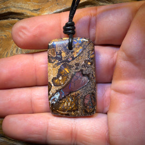 40 x 24mm - Drilled Tribal Queensland Boulder Opal Necklace