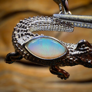Sterling Silver - “Crocodile Style” Solid South Australian Crystal Opal Pendant