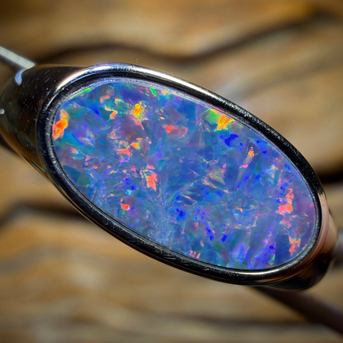 Sterling Silver - Queensland Boulder Opal Doublet Ring UNISEX Red