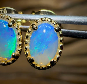 Sterling Silver Plated - South Australian Crystal Opal Stud Earrings