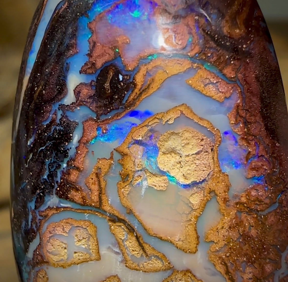 53.2cts - Australian Boulder Opal. Aquatic Pattern - Opal Whisperers